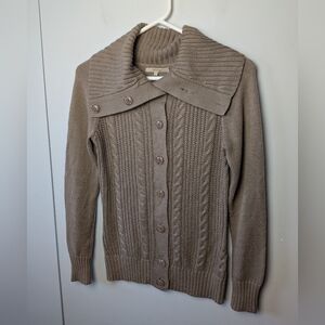 RW&CO Women Sweater Brown Color Size Small Style Crochet Buttons Closure